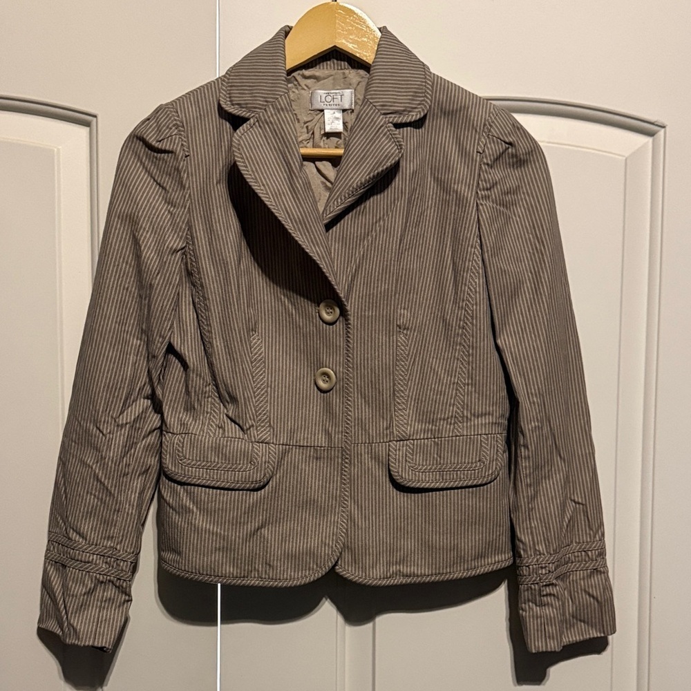 LOFT Taupe Pinstripe Women's Blazer